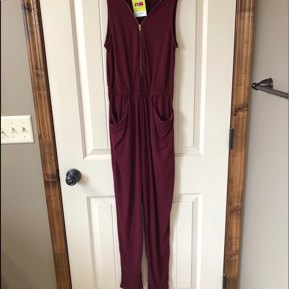 NWT STAR burgundy jump suit